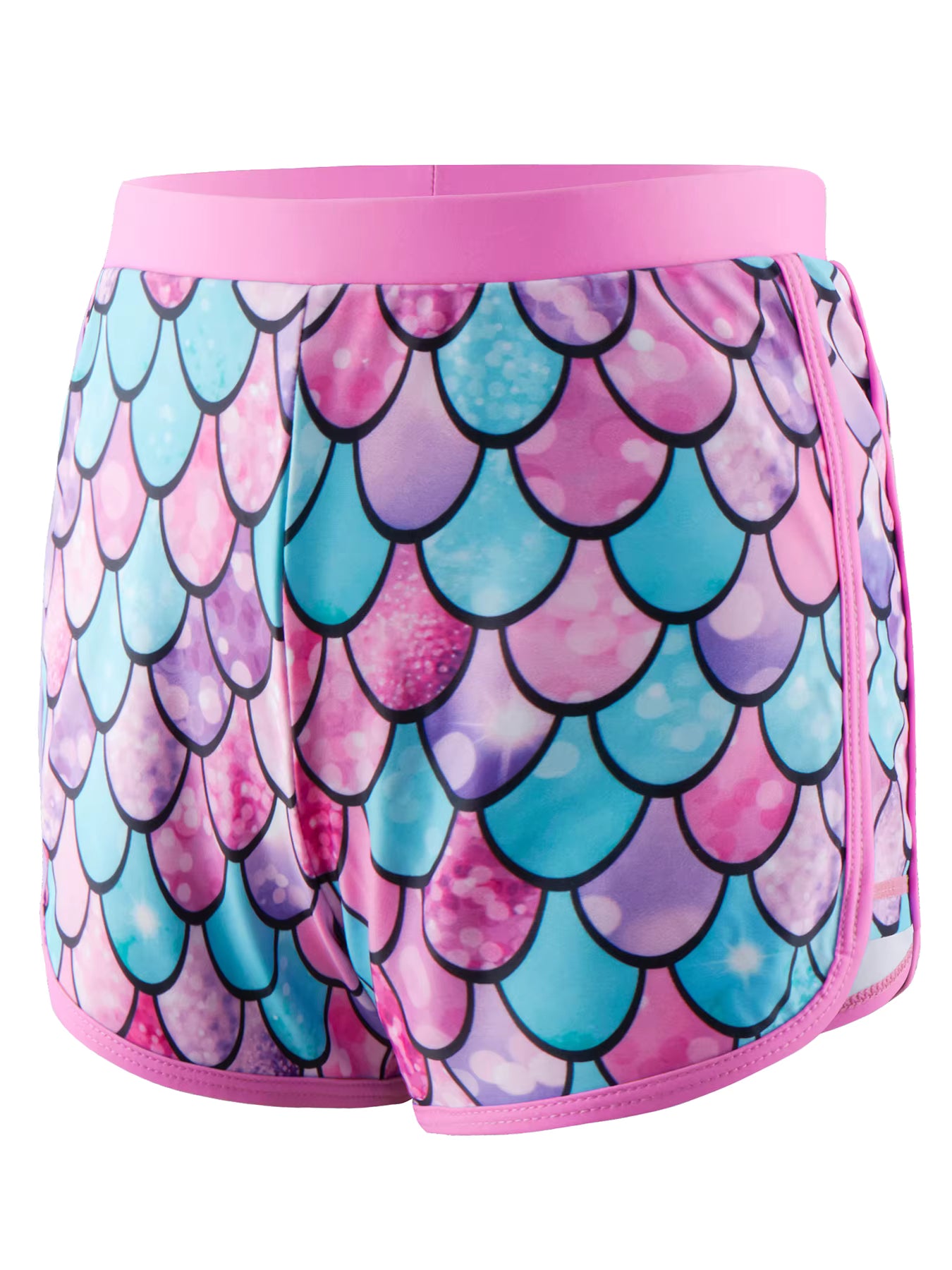 2pcs Kids Girls Long-Sleeved Scale Print Tops Boyleg Swim Shorts Swimwear Suit