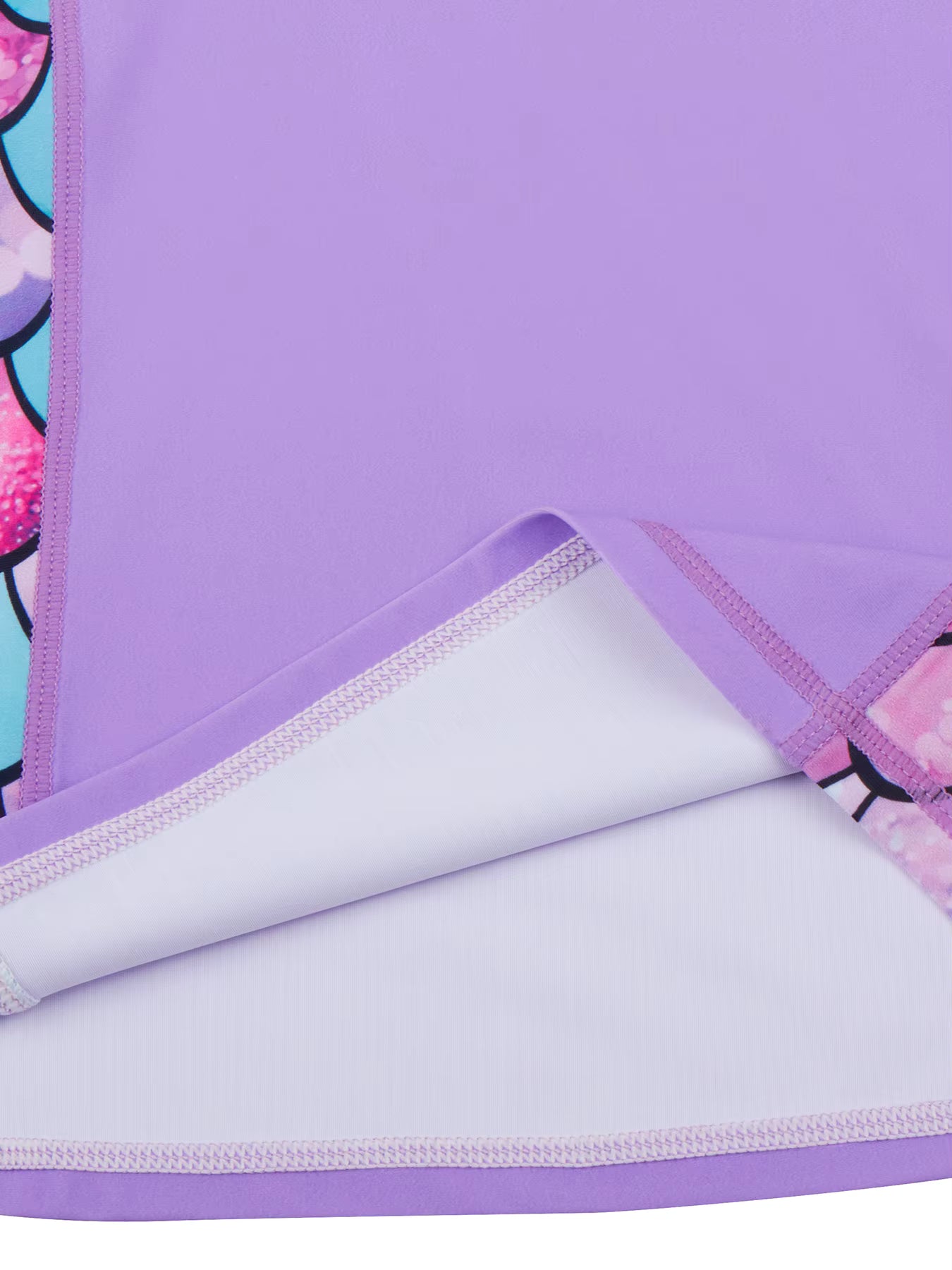 2pcs Kids Girls Long-Sleeved Scale Print Tops Boyleg Swim Shorts Swimwear Suit