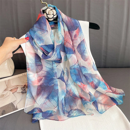 Women Beach Scarf Georgette Silk Shawls Design Printed Wraps Scarves