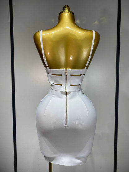 Sexy Cut Out Mini Bandage Two Piece Celebrity Evening Birthday Club Party Skirt Dress