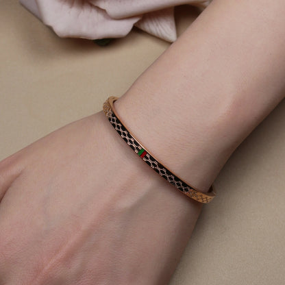 18K Gold Plated Stainless Steel 55MM Red Green Bangles Fashionable Bracelet