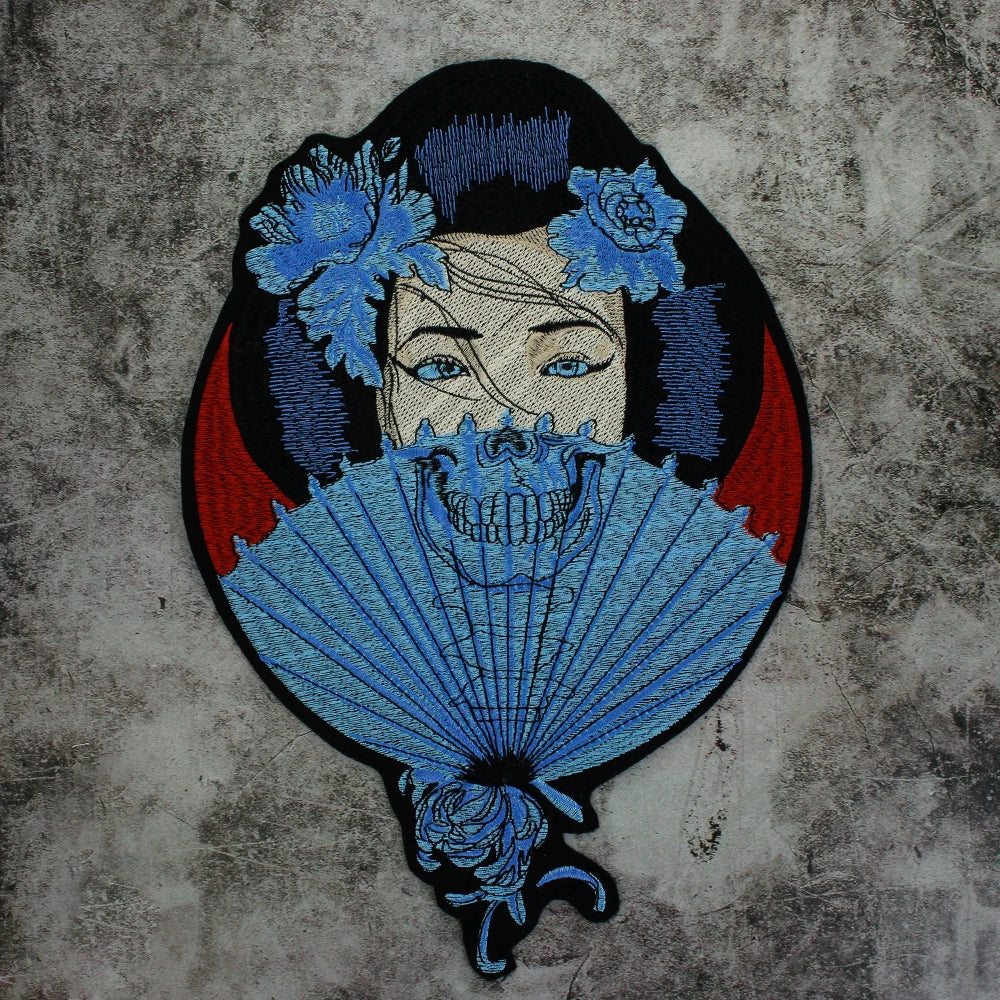 Punk Skull Embroidery Ghost Bride Stripe Badge Patch Iron on Patches Clothes DIY