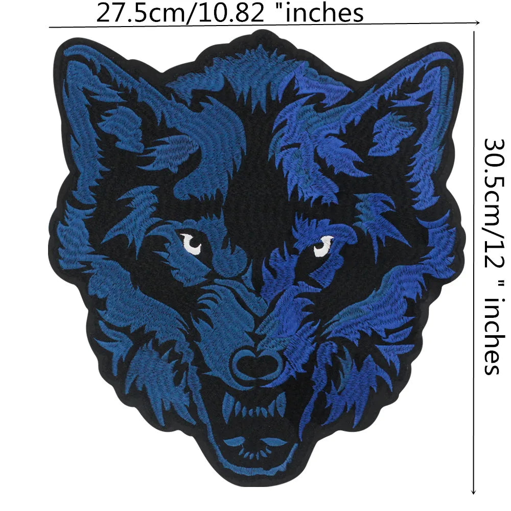 Large Size Biker Applique Fierce Tiger head Embroidery Patches Iron on for Clothes Animal Stickers Patch