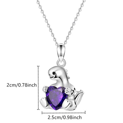 Animal Fashion Cartoon Amethyst Long Neck Dinosaur Pendant Necklace