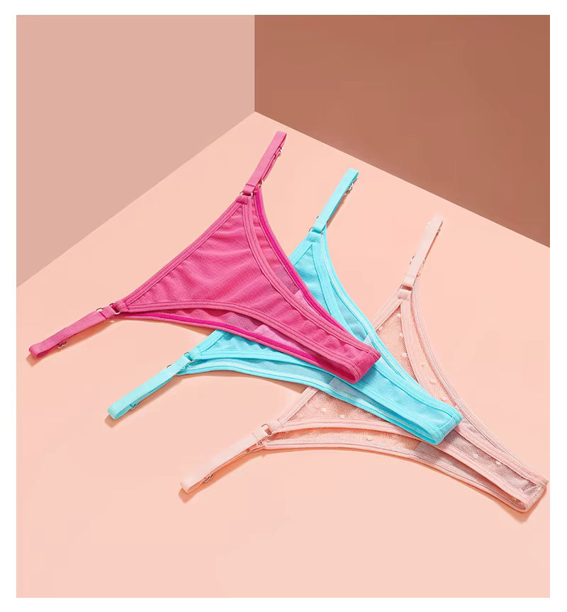 Women G-String Lace Briefs Hollow Out Transparent Thong Thin Underwear Low Waist Panties