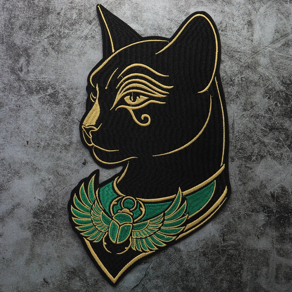 Large Black Noble Animal Cat Patch Embroidered Patches Iron on Clothing Backpack Badges Twill Craft Stickers