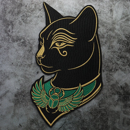 Large Black Noble Animal Cat Patch Embroidered Patches Iron on Clothing Backpack Badges Twill Craft Stickers