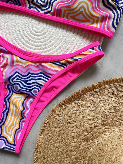 Sexy Print High Leg Cut Brazilian Bikini Swimsuit Swimwear Two-pieces Bathing Suit