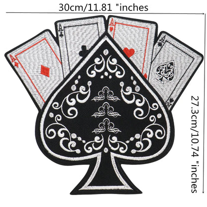 Poker Ace of Spades Embroidery Skull Iron Patch For Clothing Patches Punk Appliques sewing Sticker
