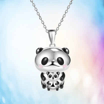 Women Cute Creative Mother Child Panda Hug Pendant Necklace