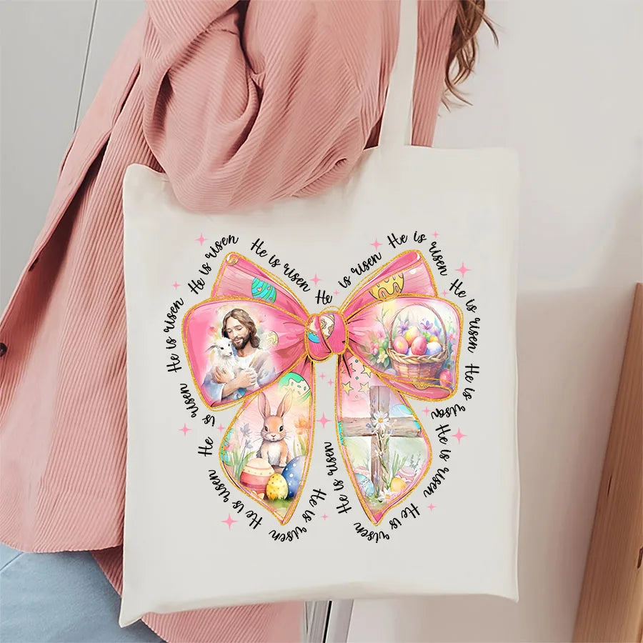 Easter Christian Jesus He is Risen Bow DIY Iron-On Heat Transfer Sticker Decals T-shirts Sweatshirts Bag Clothes Decor