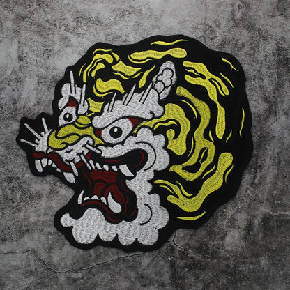 Embroidery Dragon head Patch Appliques Iron on Patches Badge Clothes Sewing