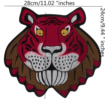 Large Animal Tiger Head Embroidery Patch Appliques Iron on Patches Badge Clothes Sewing
