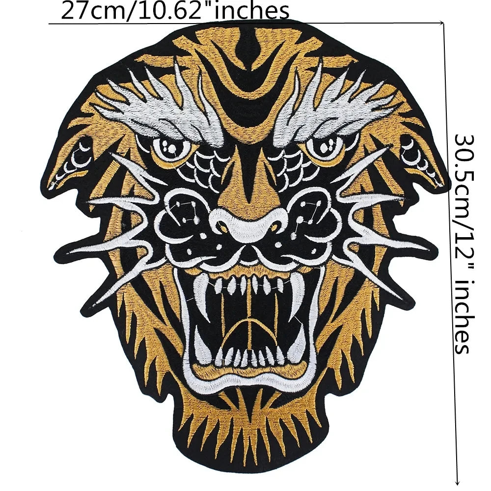 Embroidery Dragon head Patch Appliques Iron on Patches Badge Clothes Sewing