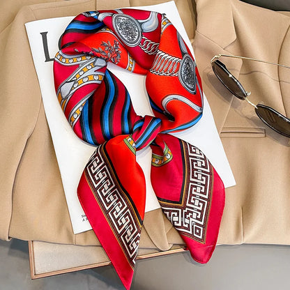 Women Fashion Square Small Silk Satin Scarf Design Printed Bandana Scarves