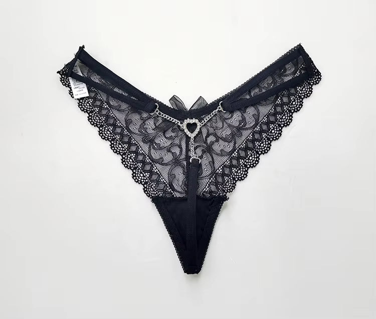 Women Letter Diamond Rhinestones G-String Briefs Underwear Low Waist Thong Panties