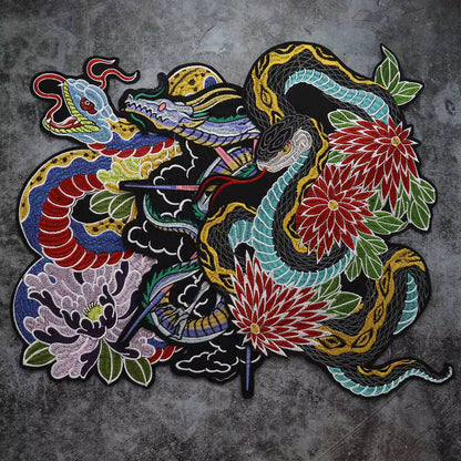 Colorful Python Embroidered Motorcycle Patch Appliques Iron on Patches Badge Clothes Sewing