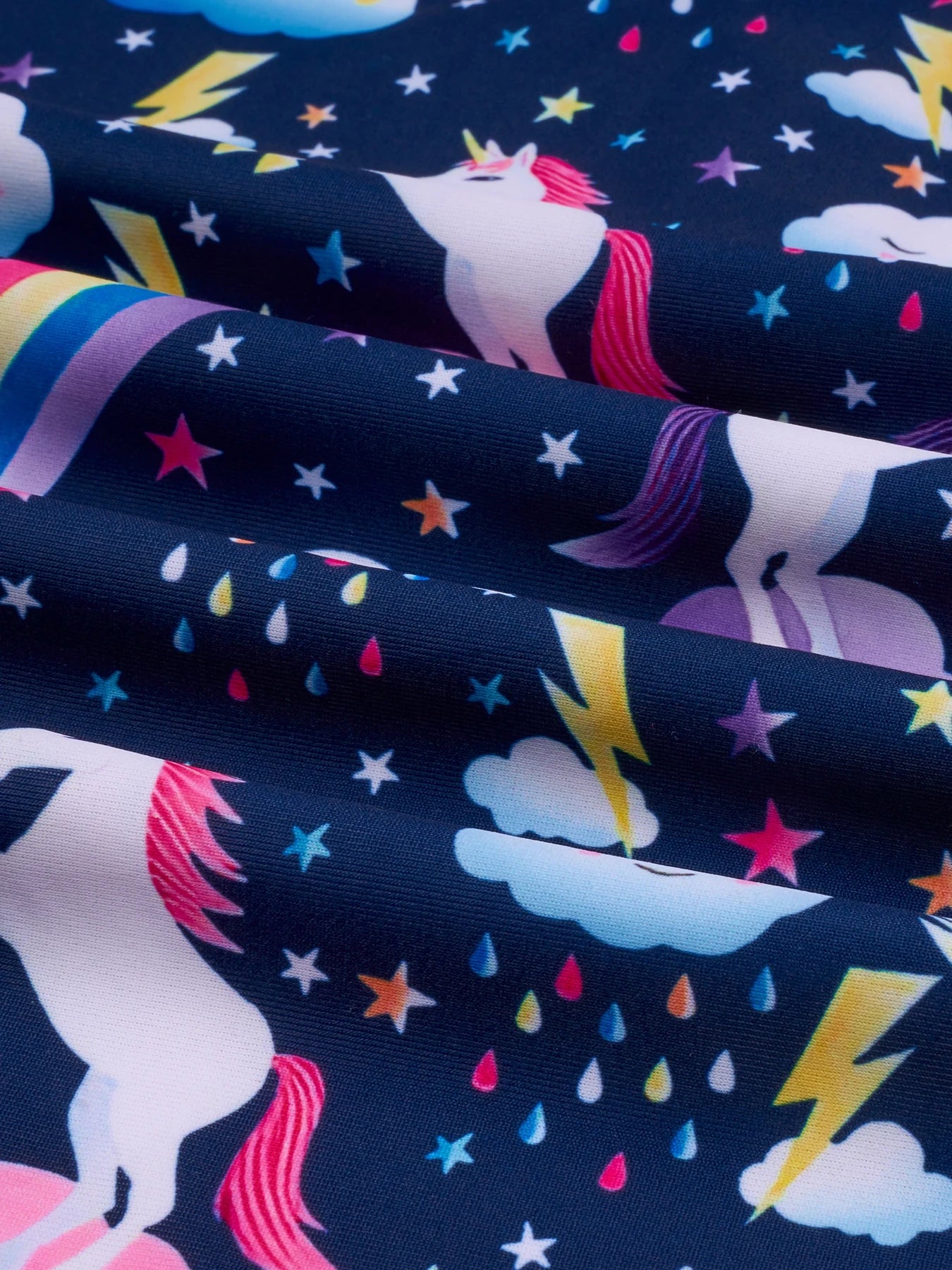 Kids Girls One-Piece Long Raglan Sleeve Animal Horse Print Rash Guard Boyleg Shorts Swimwear