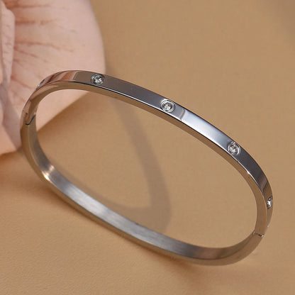 18K Plated Stainless Steel Zircon Fashion Women's Bracelet Bangles Gifts