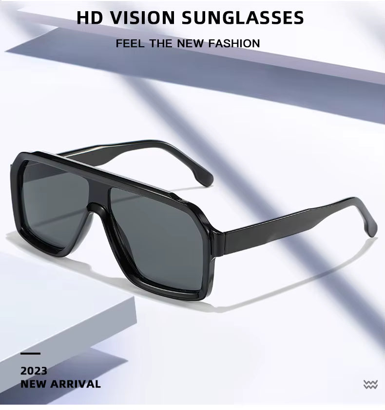Men Women Double Color Frame Shade Designer UV400 Square Sunglasses Glass