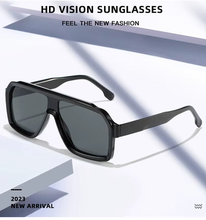 Men Women Double Color Frame Shade Designer UV400 Square Sunglasses Glass