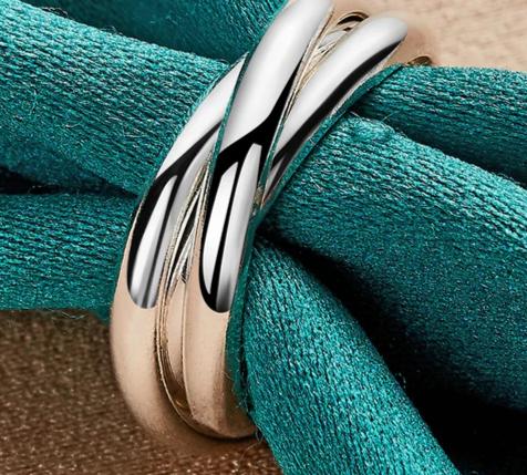 925 Sterling Silver Three Circles Women Man Fashion Wedding Engagement Party Gift Charm Ring