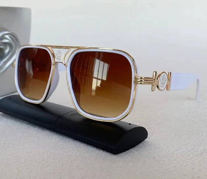 Women Fashion Designer Square American Glass Lens Pilot Sunglasses UV400 Eyewear