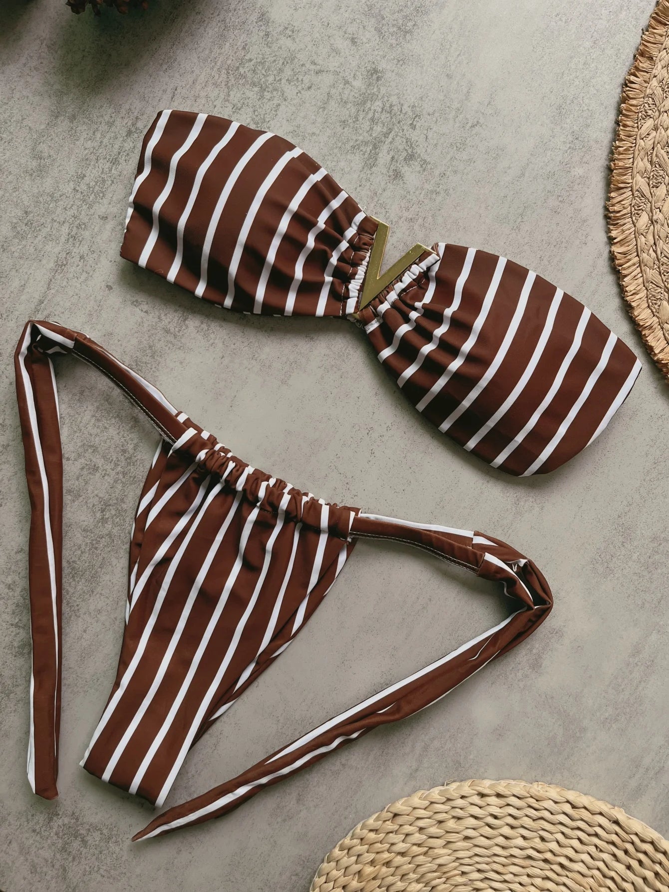 strapless bikini sexy women 2-piece triangular bikini beach swimsuit suit