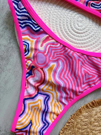 Sexy Print High Leg Cut Brazilian Bikini Swimsuit Swimwear Two-pieces Bathing Suit