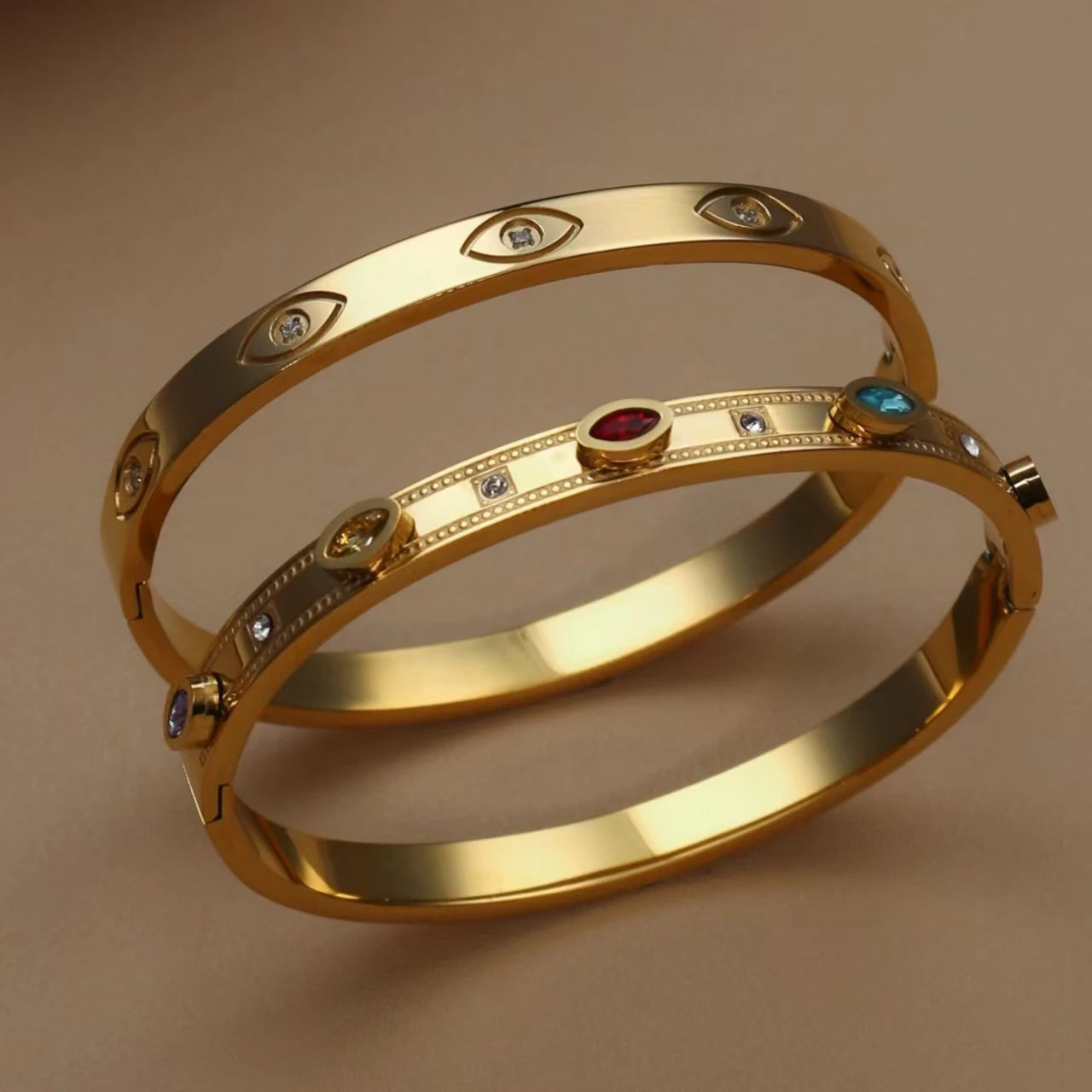 Fashion Stainless Steel Color Crystal Charm Gold Color Women's Bracelet Bangle Wedding Gifts