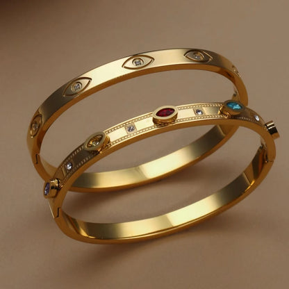 Fashion Stainless Steel Color Crystal Charm Gold Color Women's Bracelet Bangle Wedding Gifts