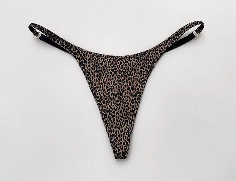Ice Slik Low Waist Women G String Leopard Flower Panties Briefs Thong T-back Underwear