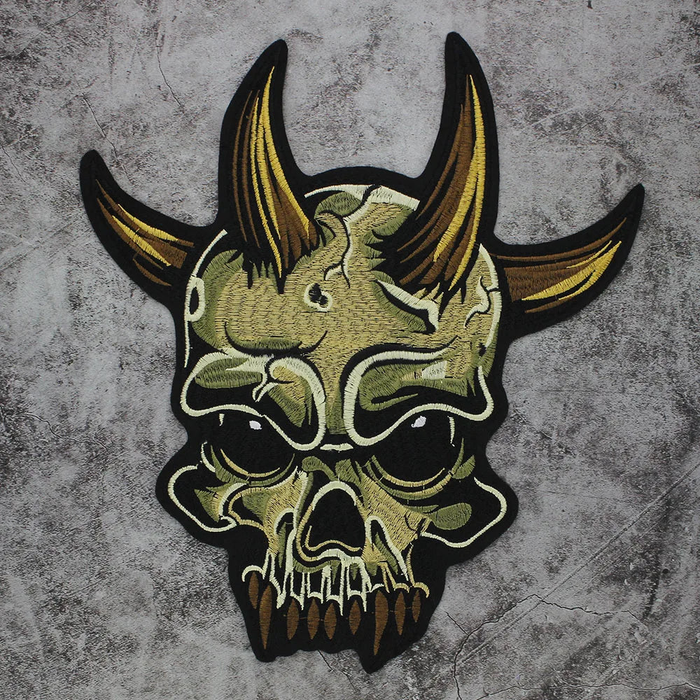 Sheep angle Skull Embroidered Patch Appliques Iron on Patches Badge Clothes Sewing