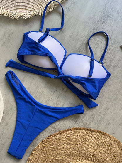 Push Up Sexy Women Swimsuit Swimwear High Cut Patchwork Bikini Bathing Swimming Suit