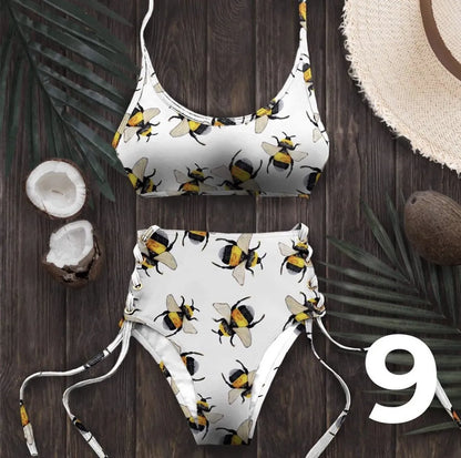 Women Swimsuit High Waist Bandage Sport Swimwear Bikini Push Up Beachwear Bathing Suit