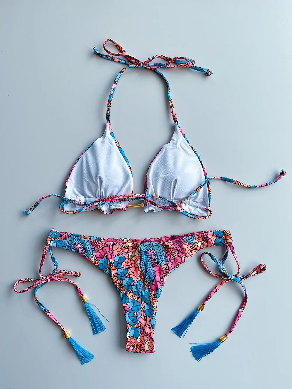 Women Print Cut Out Swimwear Low Waist Swimsuit Micro Bathing Triangle Beachwear Bikinis Set