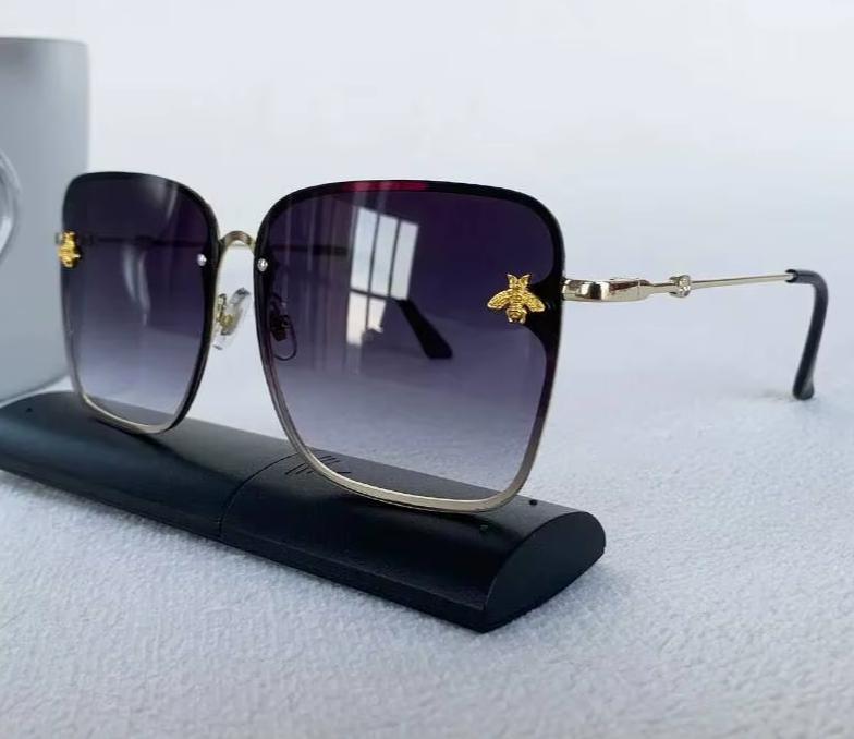 Men Women Fashion Designer Oversized Rimless Square Bee Sunglasses Gradient Sunglasses UV400