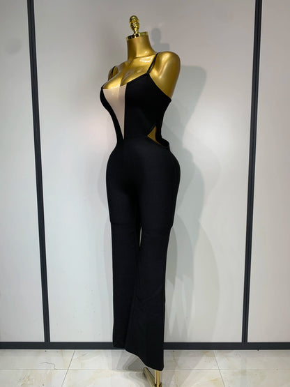 Sexy Backless Sleeveless Black Bandage Jumpsuit Club Cocktail Evening Dress