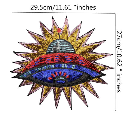 Craft Beaded Sequin Globe Embroidery Patches Iron on Applique Badge Clothes DIY Sewing
