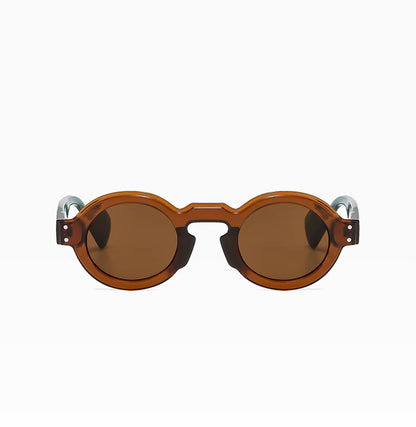 Women Men Punk Double Color Shades Rivets Clear Lens Frame UV400 Round Sunglasses