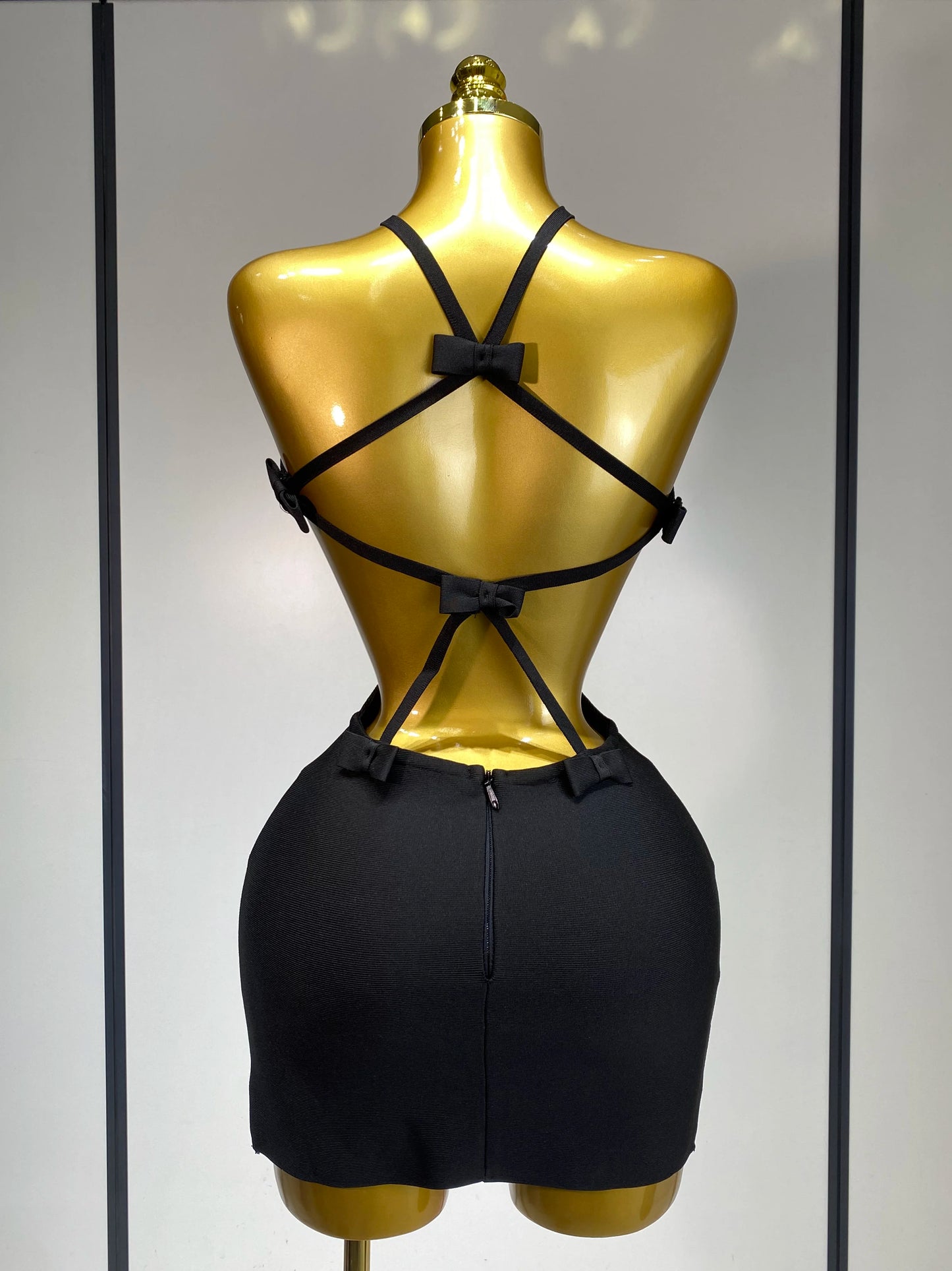 Sexy Backless Cut Out Bow Tie Bandage Celebrity Evening Party Birthday Dress