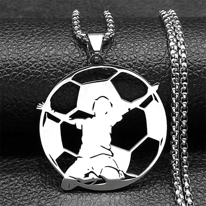 Women Men Soccer Football Goalkeeper Stainless Steel Gold Silver Color Sports Spirit Chain Necklace Pendant