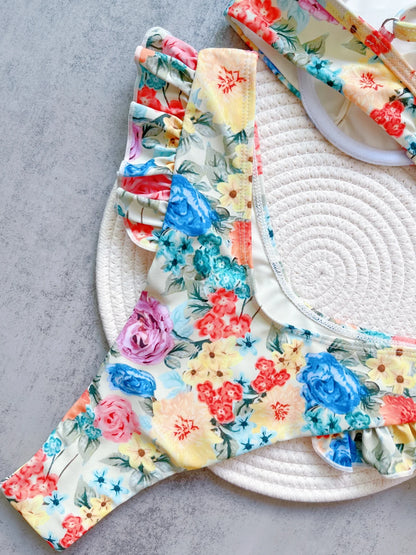 Women Flowers Printed Brazilian Underwired Bikini Swimsuit Swimwear Two-pieces Bather Bathing Suit