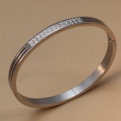 Stainless Steel 18K Gold Plated Zircon Women's Bracelet Bangles Gifts