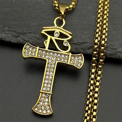 Men Stainless Steel Gold Color Christian Jesus Cross Crucifix Pendant Necklace