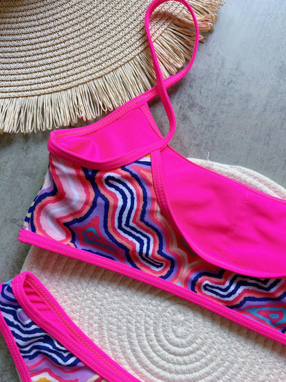 Sexy Print High Leg Cut Brazilian Bikini Swimsuit Swimwear Two-pieces Bathing Suit