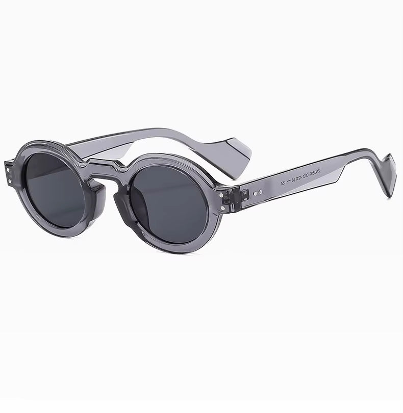 Women Men Punk Double Color Shades Rivets Clear Lens Frame UV400 Round Sunglasses
