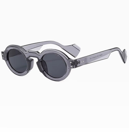 Women Men Punk Double Color Shades Rivets Clear Lens Frame UV400 Round Sunglasses