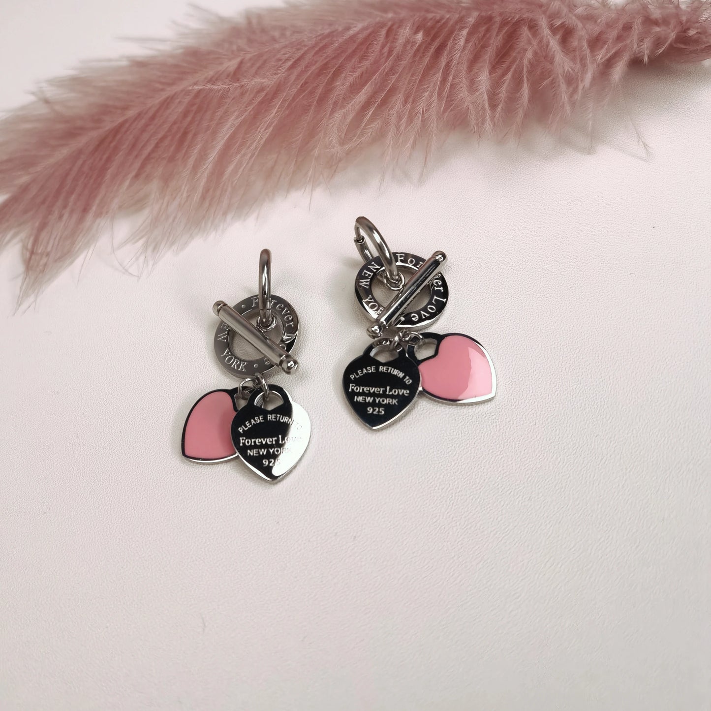 Women Fashion Stainless Steel Heart-Shaped Pendant Love Earrings