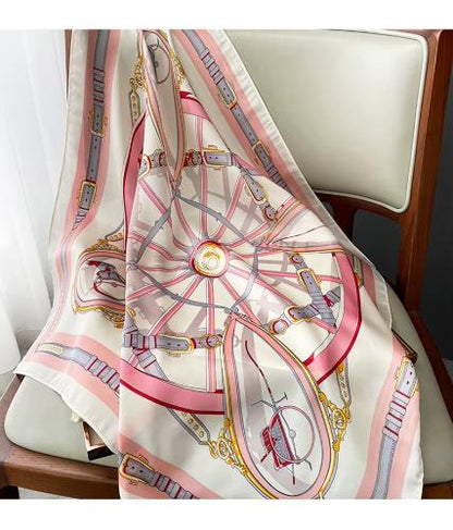 Luxury Silk Feeling Square Scarf Women 2024 Print Satin Neckerchief Spring Hair Band Foulard Bandana Echarpe Tie Shawl Wraps
